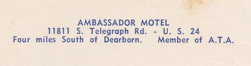 Ambassador Motel - Vintage Postcard (newer photo)